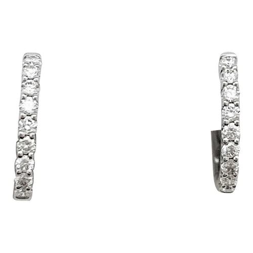 Boucles d'oreilles Paire de petites créoles en or blanc, diamants. 58 Facettes 32668