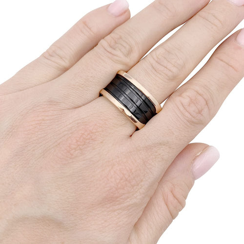 Bague 57 Bague Bulgari, "B.Zero1", or rose et céramique. 58 Facettes 33292