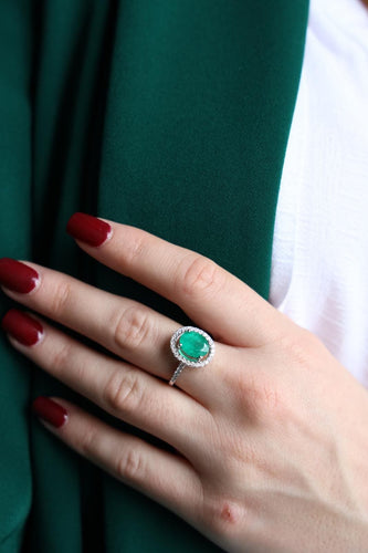 Bague 53 Bague Pompadour Or blanc Emeraude 58 Facettes 2150305CN