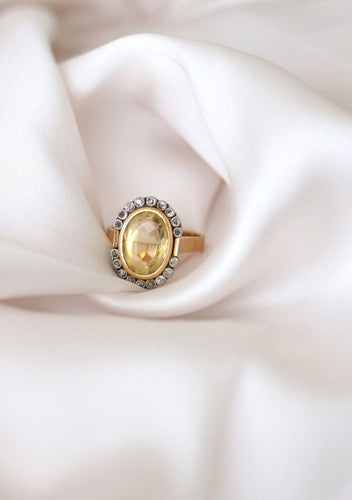 Bague Bague Art Déco citrine entourage diamants 58 Facettes