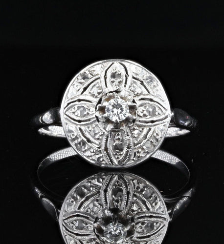 Bague 54 Fine bague ancienne diamants ronde 58 Facettes 21-281