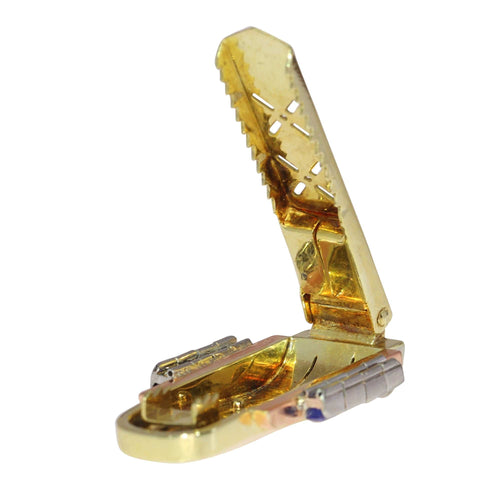Clip Clip Vogue Vintage : Saphirs sertis en or tricolore 58 Facettes 24046-0110