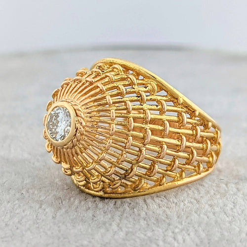 Bague Bague ajourée en or jaune et diamant 58 Facettes 14895