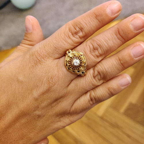 Bague Bague dôme motifs floraux en or jaune et diamant 58 Facettes 5619