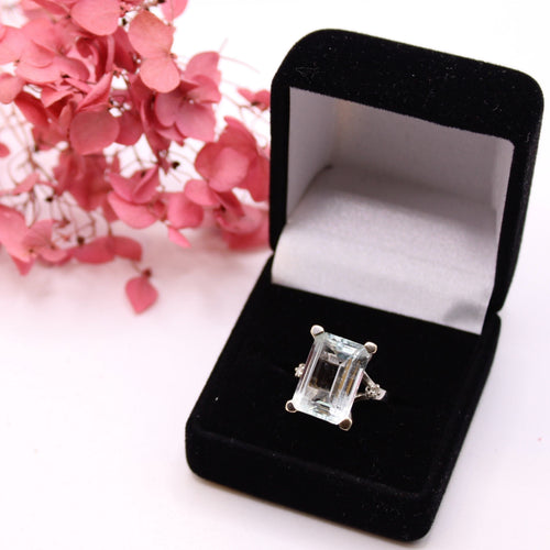 Bague 50 Bague Aigue-Marine Diamants 58 Facettes