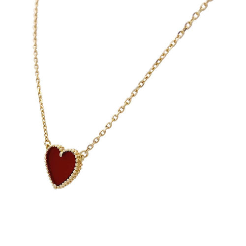 Collier Van Cleef & Arpels, "Lucky Alhambra Coeur", cornaline. 58 Facettes 32614