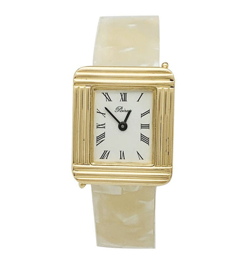 Montre Montre Poiray ,"Ma Première", en or jaune, bracelet cuir interchangeable. 58 Facettes 31885