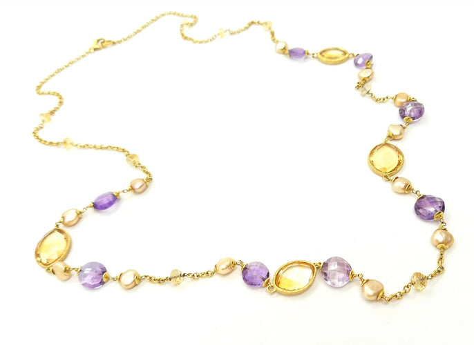 Collier Collier Sautoir Or jaune Citrine 58 Facettes 06600CD