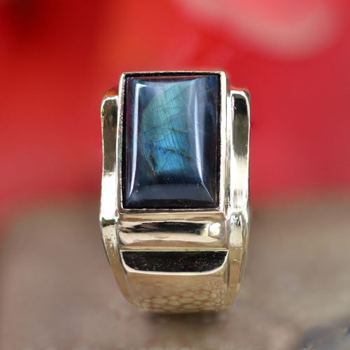Bague 55 Chevalière en or et spectrolite 58 Facettes 23-101