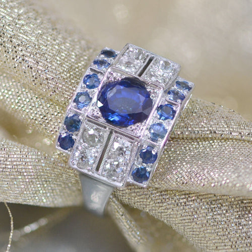 Bague 53 Bague art déco saphirs et diamants ancienne 58 Facettes 22-420