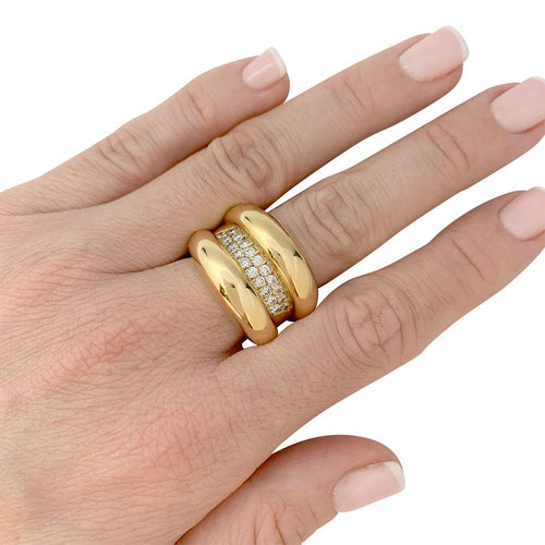 Bague 55 Bague godron or jaune, diamants. 58 Facettes 32102