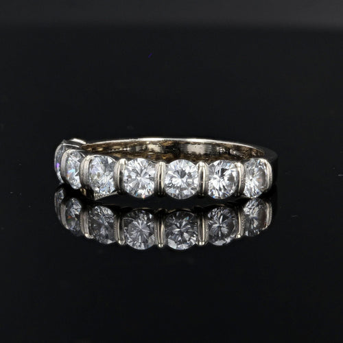 Bague 53 Demi alliance or blanc et diamants brillants 58 Facettes 22-116