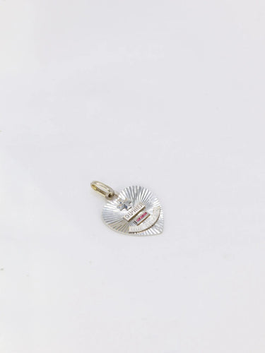 Pendentif Médaille amour Augis cœur Or blanc Rubis Plus qu’hier moins que demain 58 Facettes J238