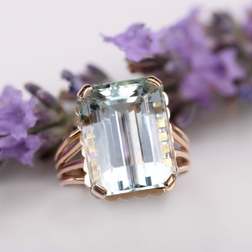 Bague 56 Bague aigue-marine et or rose 58 Facettes 23-191