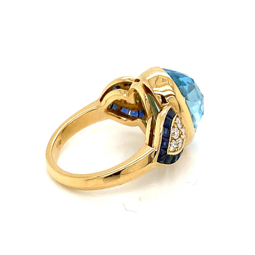 Bague 52 Bague cocktail Diamant Saphir Topaze 58 Facettes