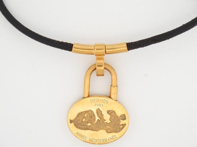 Collier collier HERMES quitte ou double + pendentif cadenas 2003 annee mediterranee 58 Facettes 257869