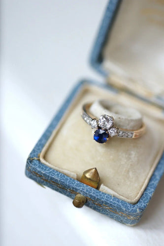 Bague Bague "Toi & Moi" Or jaune Platine Saphir Diamants 58 Facettes
