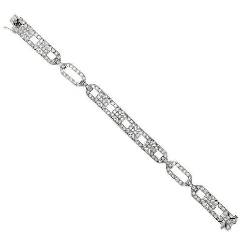 Bracelet Bracelet Art Déco en platine, or blanc et diamants. 58 Facettes 30956