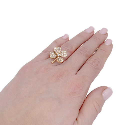Bague 51 Bague Fred, "Trèfle", or jaune, diamants. 58 Facettes 32165