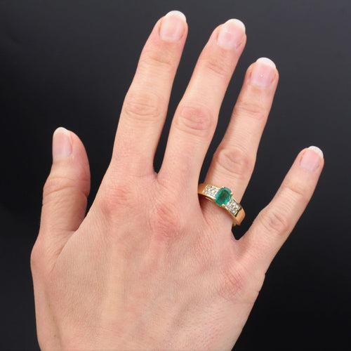 Bague 64 Bague émeraude diamants or jaune occasion 58 Facettes 21-693