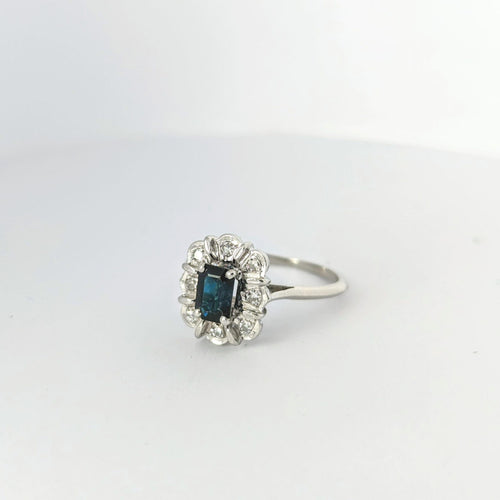 Bague Bague or blanc diamants et saphir 58 Facettes 25585