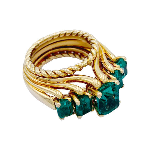 Bague 49 Bague vintage or jaune, émeraudes. 58 Facettes 32325