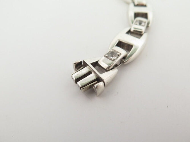 Bracelet vintage bracelet HERMES cassiopee 19 cm argent 925 & saphir blanc 58 Facettes 253329