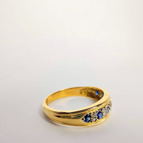 Bague Bague en or jaune diamants et saphirs 58 Facettes 5584