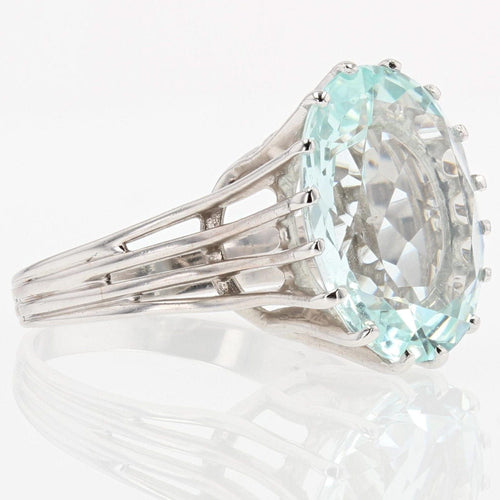 Bague 53 Bague aigue-marine diamants années 60 58 Facettes 20-152-48