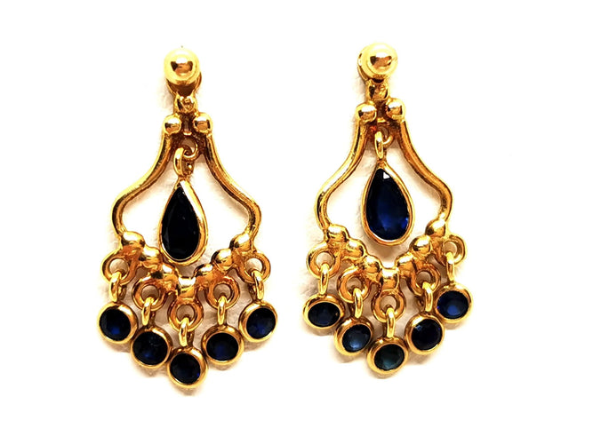 Boucles d'oreilles Boucles d'oreilles Pendantes Or jaune Saphir 58 Facettes 1292373CN