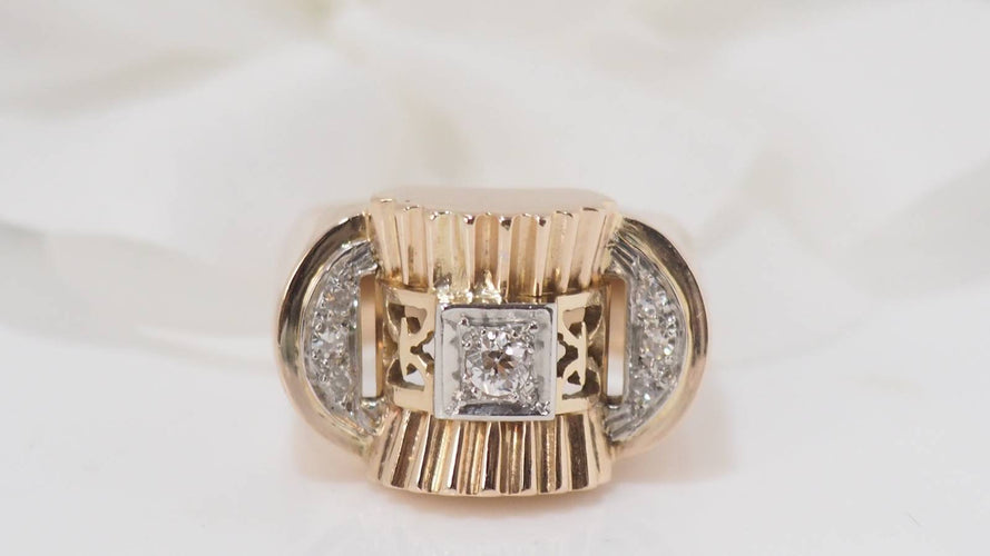 Bague Bague Tank en or jaune et diamants 58 Facettes 27144