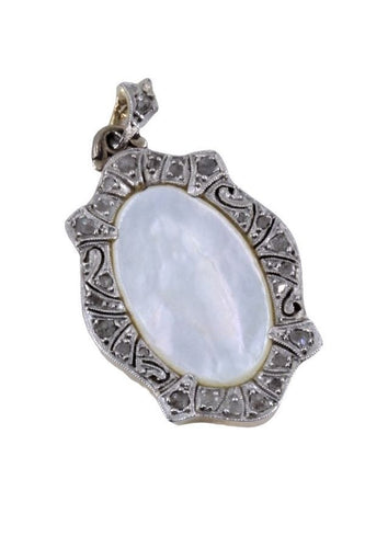 Pendentif Médaille Art Déco, vierge en or jaune/ blanc 58 Facettes 063601