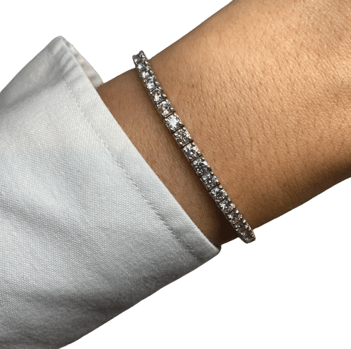 Bracelet BRACELET TENNIS OR BLANC DIAMANTS 5CTS 58 Facettes