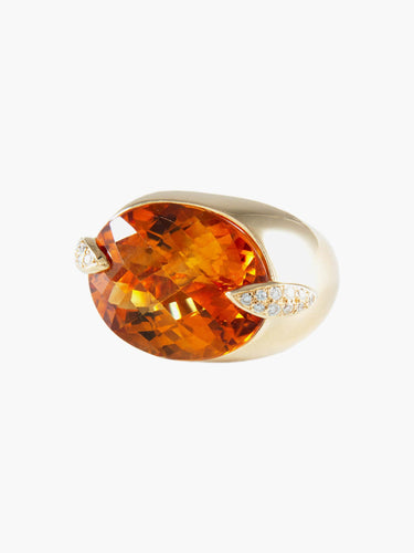 Bague 52 Bague Or jaune Citrine Diamants 58 Facettes