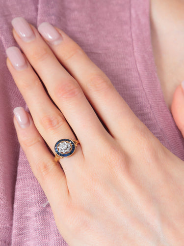Bague Bague Ancienne 2 Ors Saphirs Diamant 58 Facettes