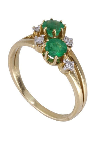 Bague BAGUE TOI ET MOI ÉMERAUDES ET DIAMANTS 58 Facettes 076731