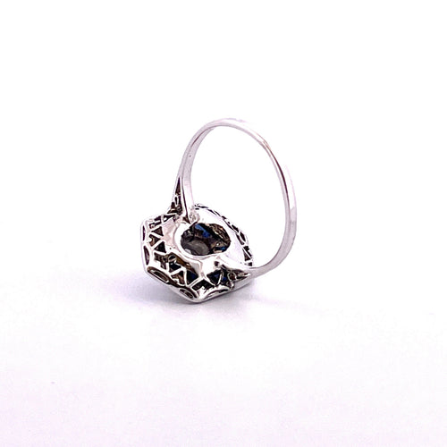 Bague 49 Bague Art-Déco Platine Diamants Pierres bleues 58 Facettes