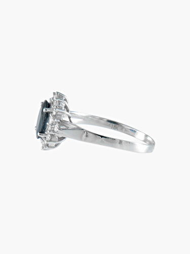 Bague BAGUE MARGUERITE SAPHIR ET DIAMANTS OR BLANC 58 Facettes