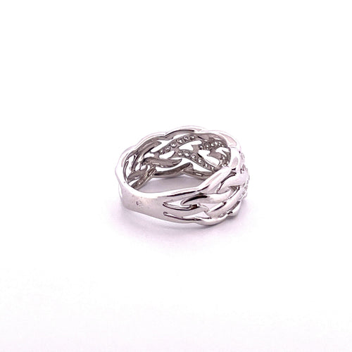 Bague Bague ajourée en or blanc, diamants 58 Facettes