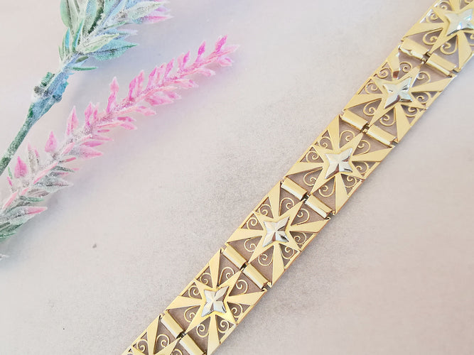 Bracelet Bracelet Ancien Maillons articulés Motifs étoiles 58 Facettes AA 1478