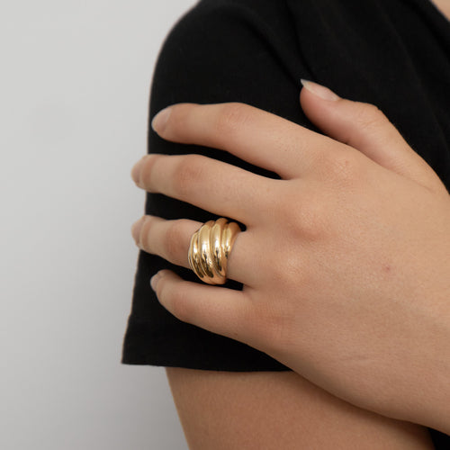Bague 52 Bague en Or jaune & godrons 58 Facettes