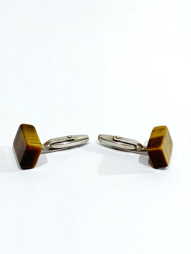 Boutons de manchette Boutons de manchettes Argent Œil de tigre 58 Facettes