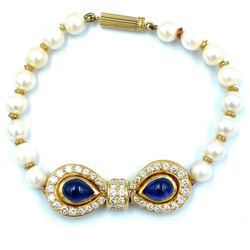 Bracelet ADLER - Bracelet perles, saphirs et diamants 58 Facettes