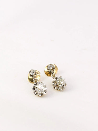 Boucles d'oreilles Paire de dormeuses anciennes or et diamants taille ancienne 58 Facettes J90