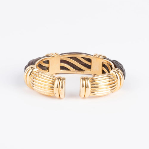 Bracelet Bracelet jonc OJ Perrin en or jaune et bois d'amourette 58 Facettes 0