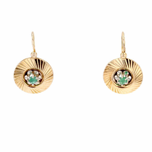Boucles d'oreilles Dormeuses en or jaune et émeraudes 58 Facettes 19-628A