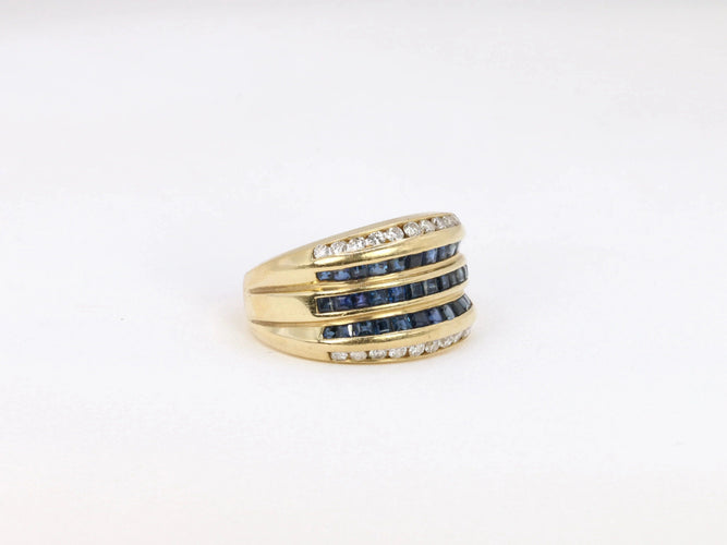 Bague Bague vintage en or, saphirs et diamants 58 Facettes 610