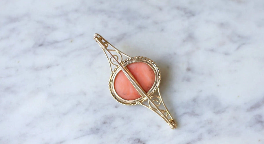 Broche Broche or jaune camée corail 58 Facettes