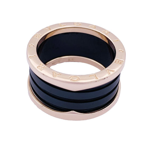 Bague 57 Bague Bulgari, "B.Zero1", or rose et céramique. 58 Facettes 33292