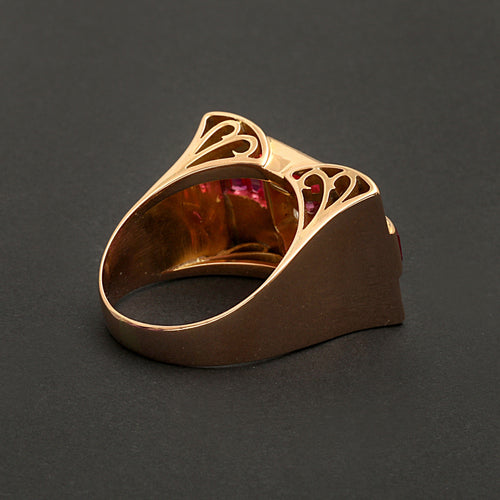 Bague Bague en or jaune, gris, rubis et diamants "Folles années" 58 Facettes 1828